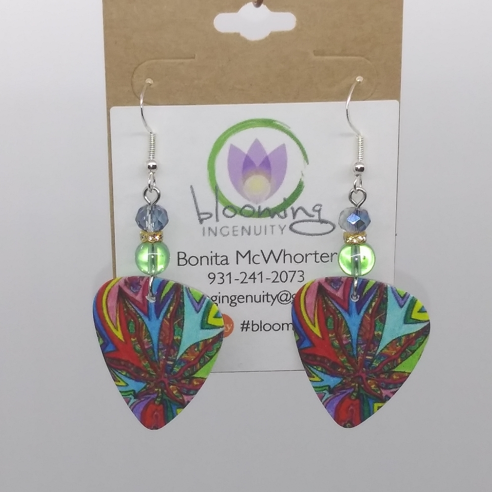 Guitar Pick Dangle Earrings.